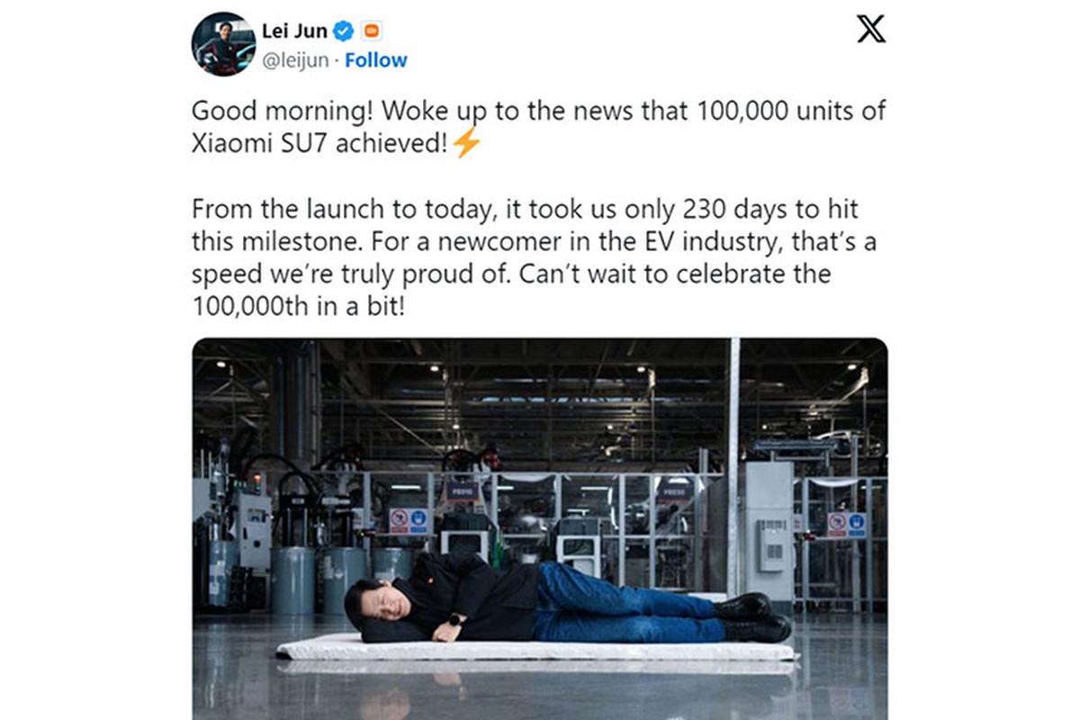 CEO Xiaomi hoc Elon Musk ky niem 10 van oto dien xuat xuong