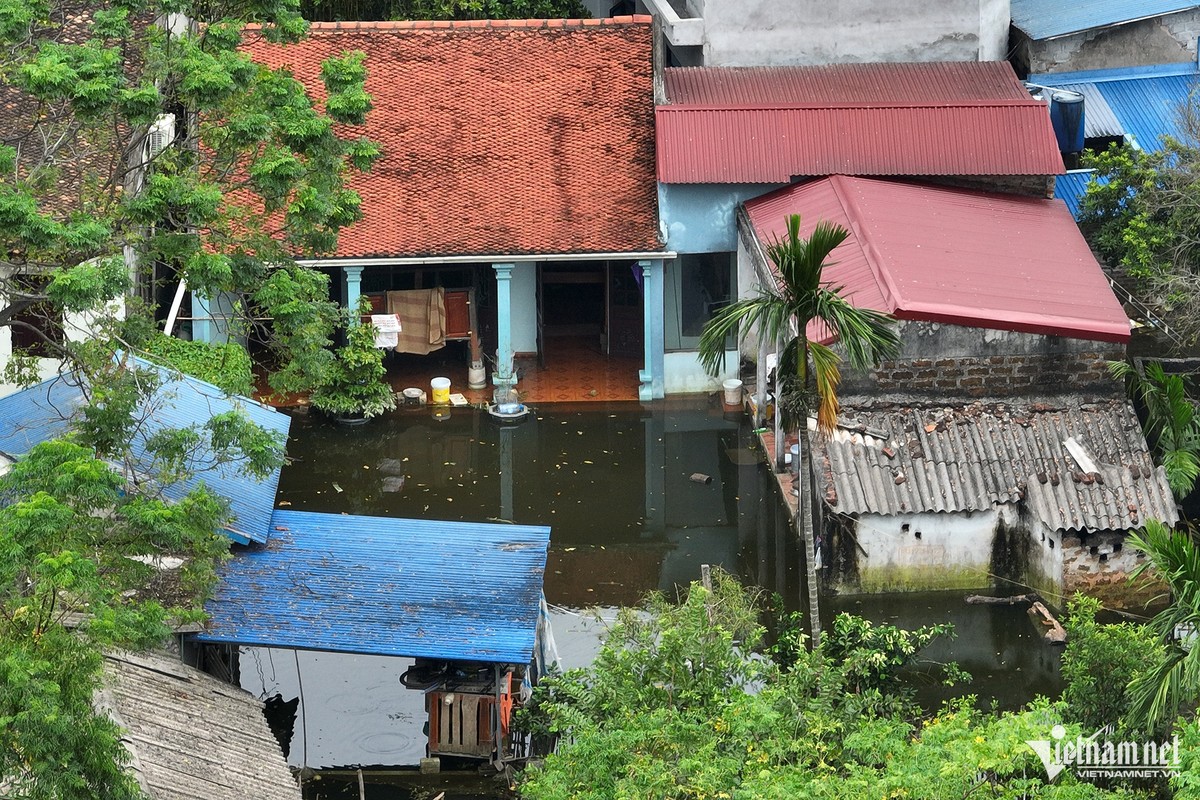 View - 	Nước không rút, rốn lũ Chương Mỹ 'hóa cảnh nước nổi miền Tây'