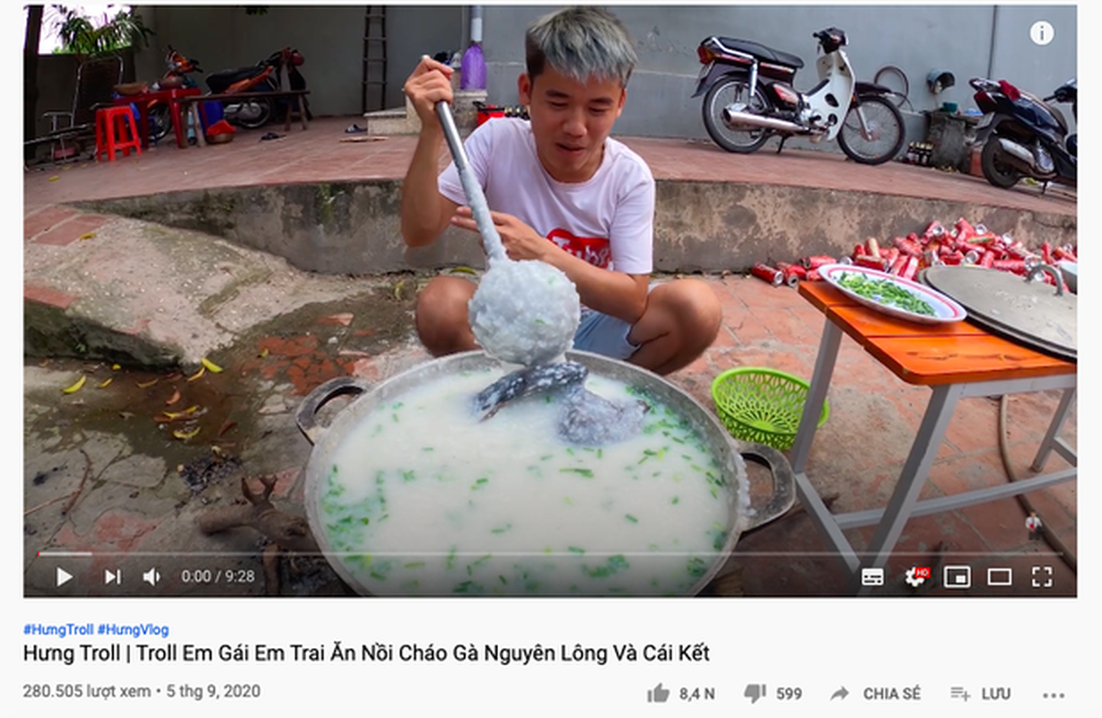 Nau chao ga nguyen long, con trai ba Tan Vlog lai gay phan no