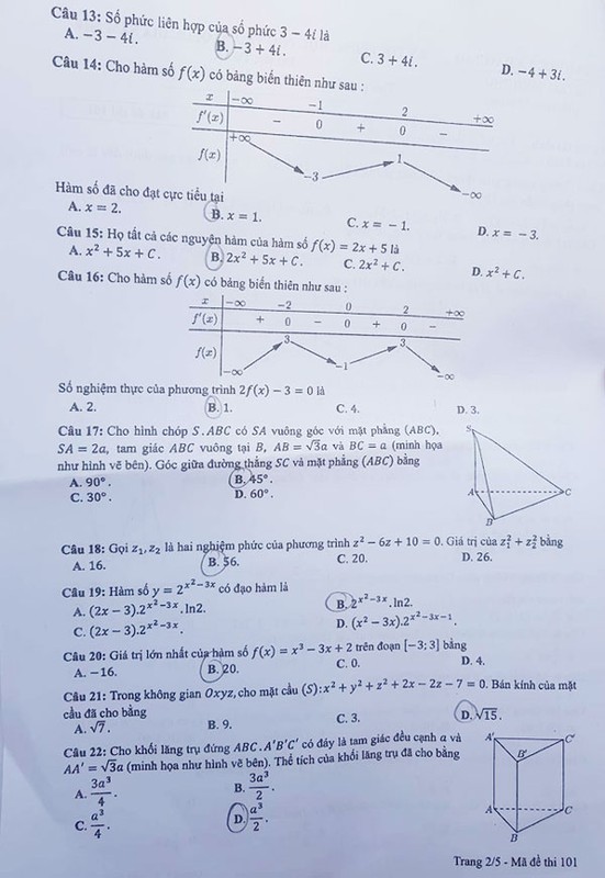 Dap an cac ma de thi mon Toan THPT quoc gia 2019-Hinh-3