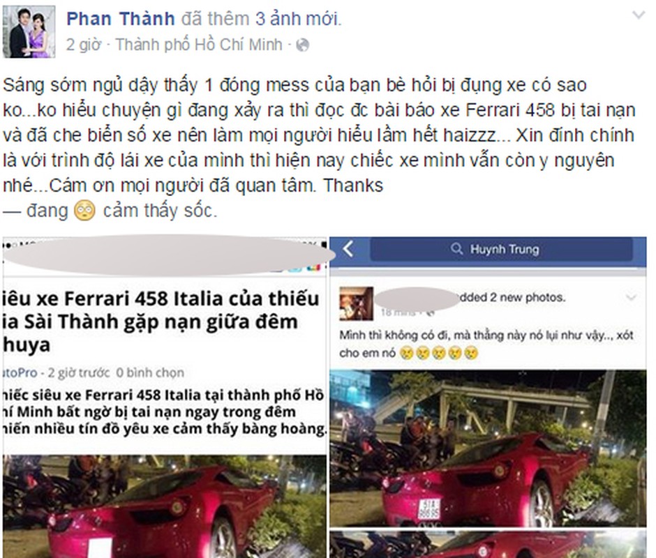 Sieu xe Ferrari 458 ''nat dau'' tai TP HCM cua thieu gia Phan Thanh?