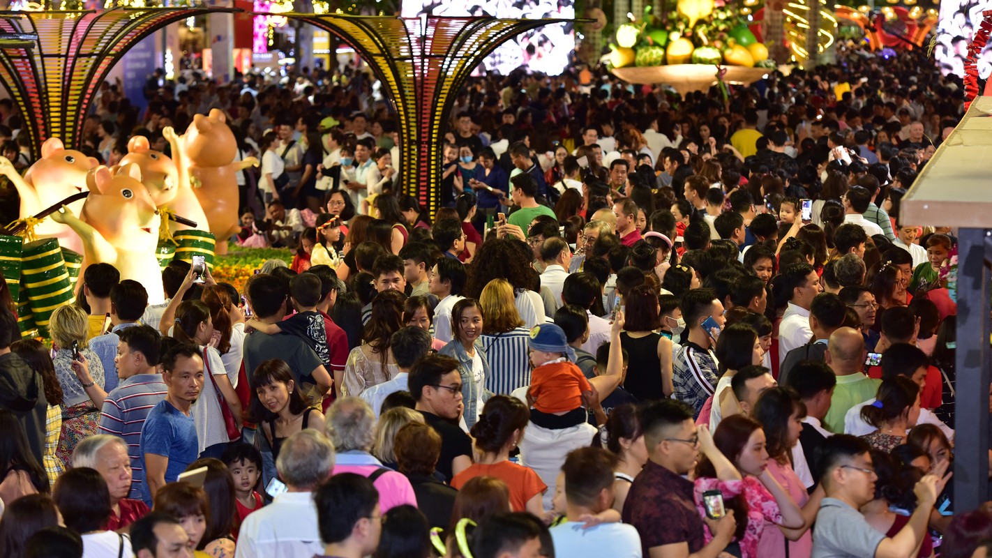 Du khach trang dem tham quan duong hoa Nguyen Hue trong dem khai mac-Hinh-9