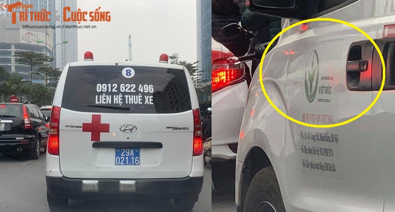 Benh vien Viet Duc su dung xe bien xanh cho thue la trai luat, tien vao tui ai?