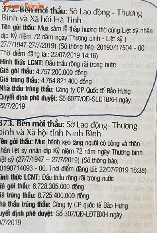 Tai sao goi thau sam le thap huong liet sy gan 5 ty cua Ha Tinh khien du luan xon xao?