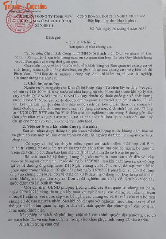 Duong nuoc sinh hoat KDT Phap Van - Tu Hiep day giun san: Cac ben lien quan noi gi?