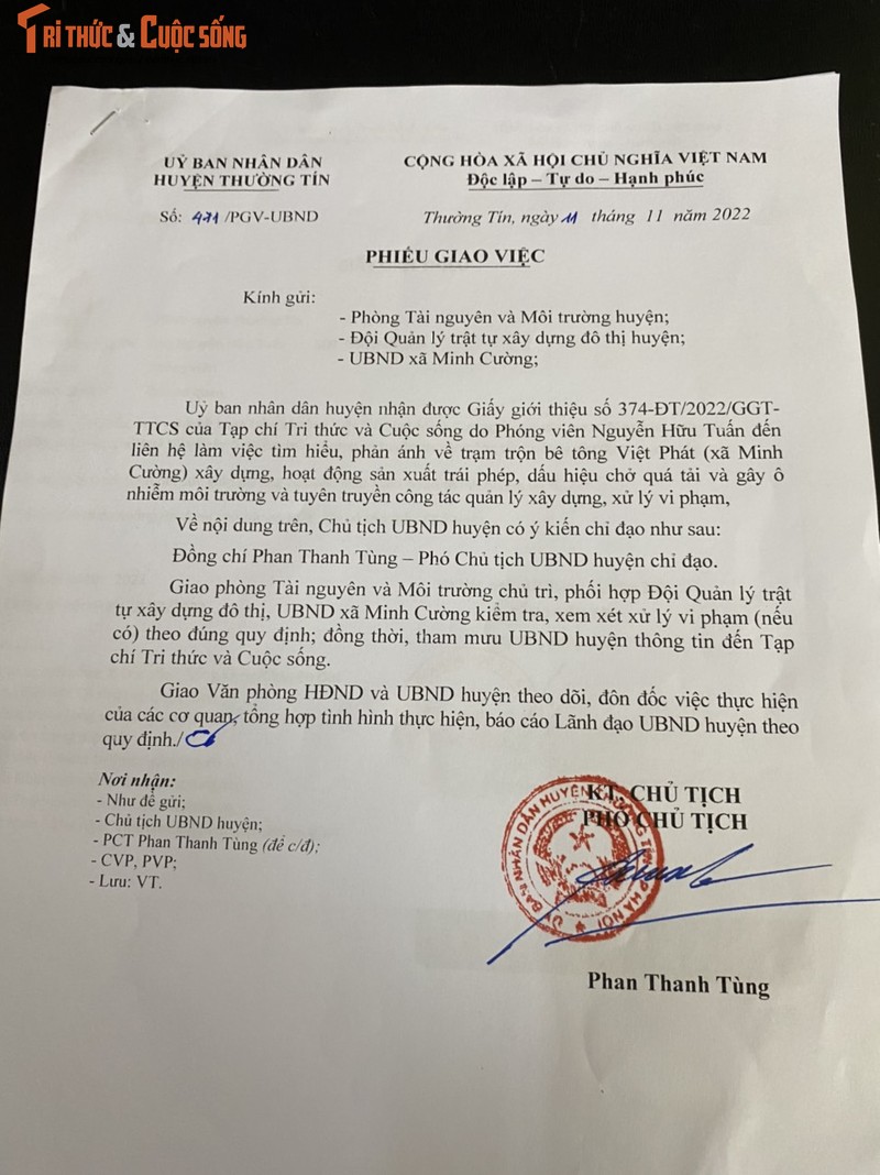 Ha Noi: UBND huyen Thuong Tin “ne” tra loi bao chi?