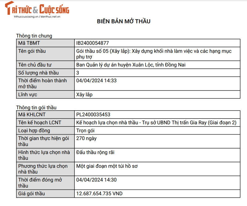 Dong Nai: Cuoc dua “tam ma” gianh goi thau gan 13 ty tai Xuan Loc