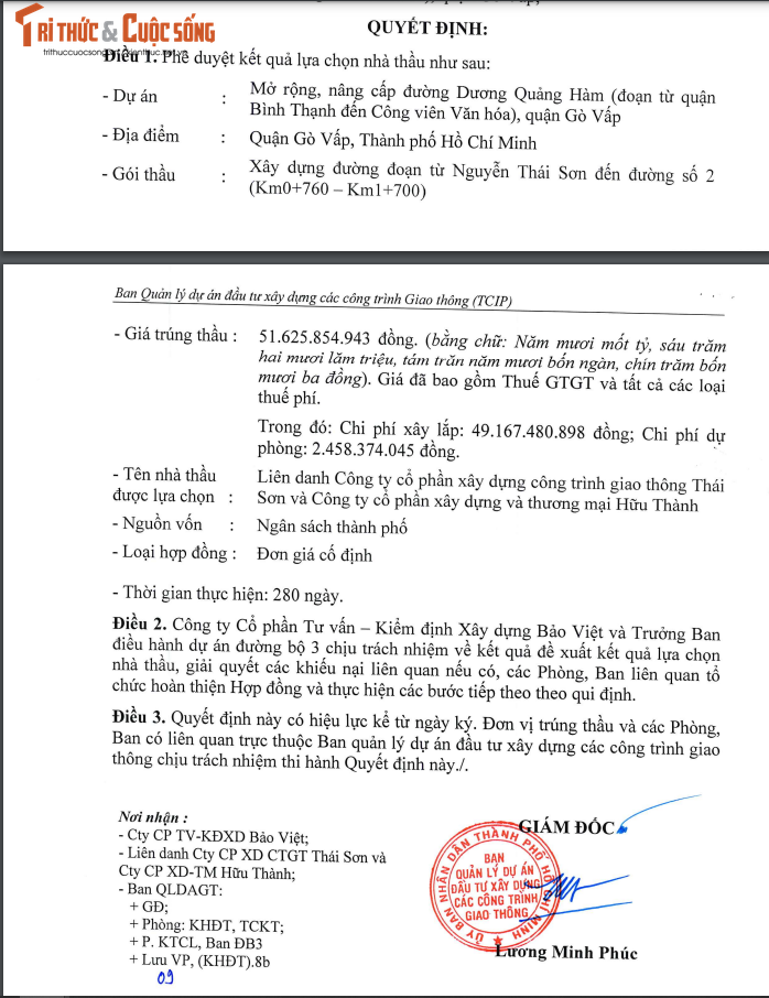 Nang luc nha thau Thai Son - Huu Thanh thi cong duong Duong Quang Ham?
