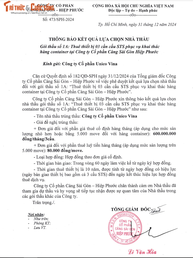 Unico Vina trung goi thue 3 can cau TST cua Cang Sai Gon - Hiep Phuoc-Hinh-3