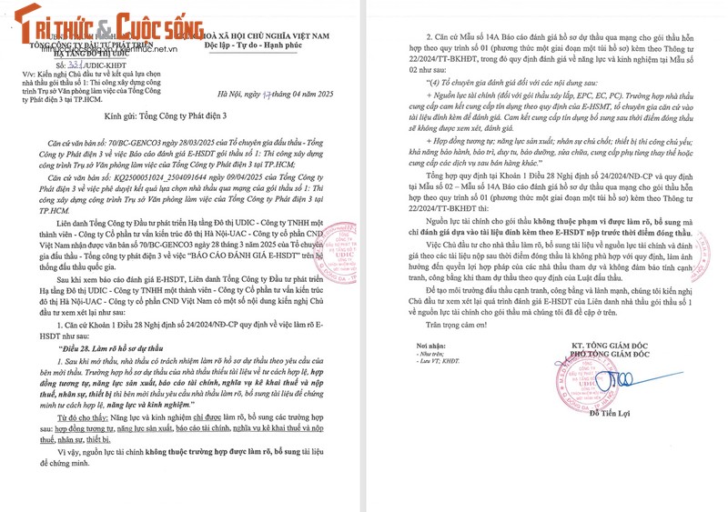 Vì sao UDIC không phục tại gói thầu hơn 500 tỷ của GENCO3? - Hình 3 Vi sao UDIC khong phuc tai goi thau hon 500 ty cua GENCO3?-Hinh-3