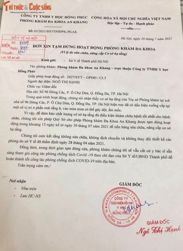 Sau phan anh “lap lo” kham chua benh, PK An Khang dot ngot dung hoat dong?