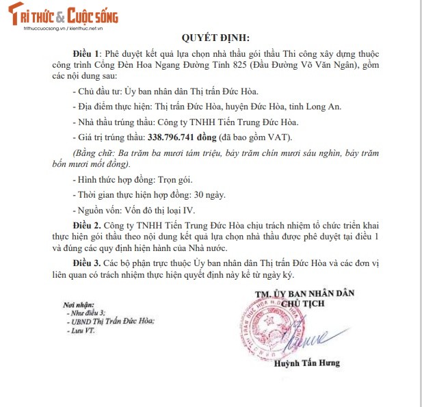 Long An: Cty Tien Trung Duc Hoa mot ngay trung 3 goi thau-Hinh-2