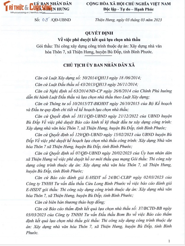 Binh Phuoc: Cty Kien Hung 1 ngay trung 2 goi thau tai xa Thien Hung-Hinh-3