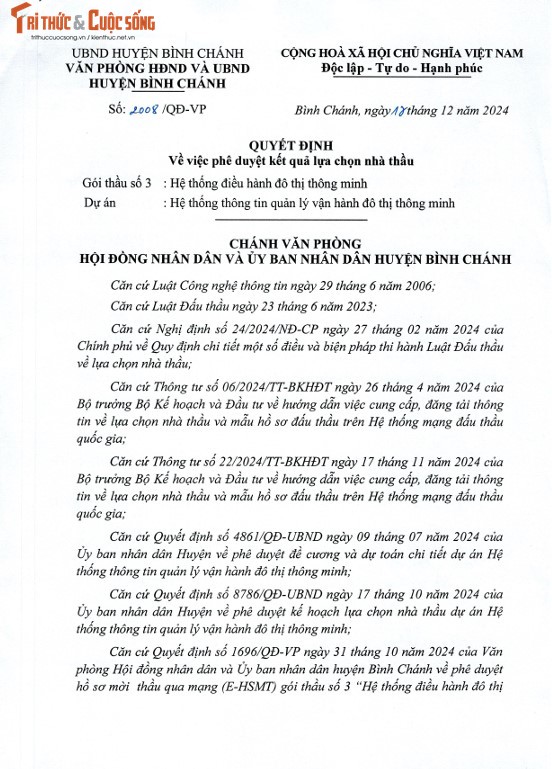 TP HCM: Trong mot ngay lien danh SOS - Giai Phap trung 3 goi thau tai Binh Chanh