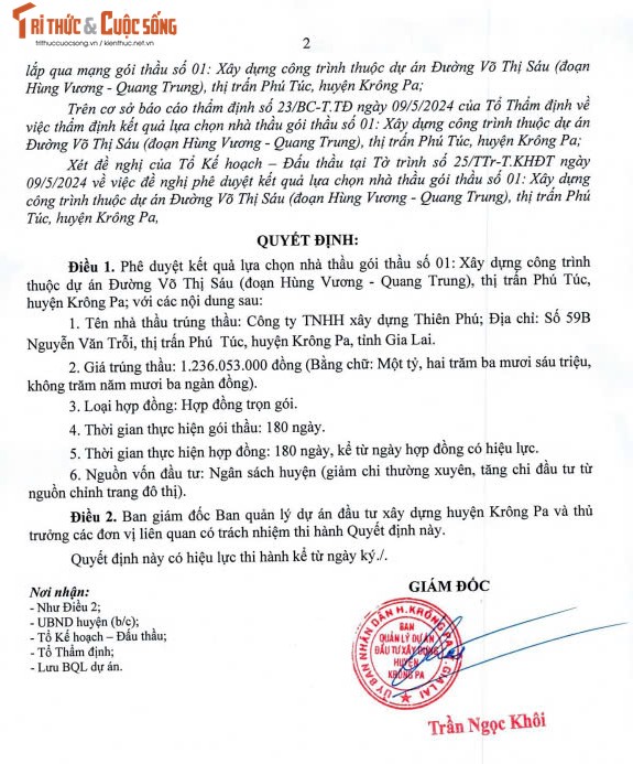 Gia Lai: Duy nhất Cty Thiên Phú tham gia và trúng gói làm đường Kpă Klơng - Hình 5 Gia Lai: Duy nhat Cty Thien Phu tham gia va trung goi lam duong Kpa Klong-Hinh-5