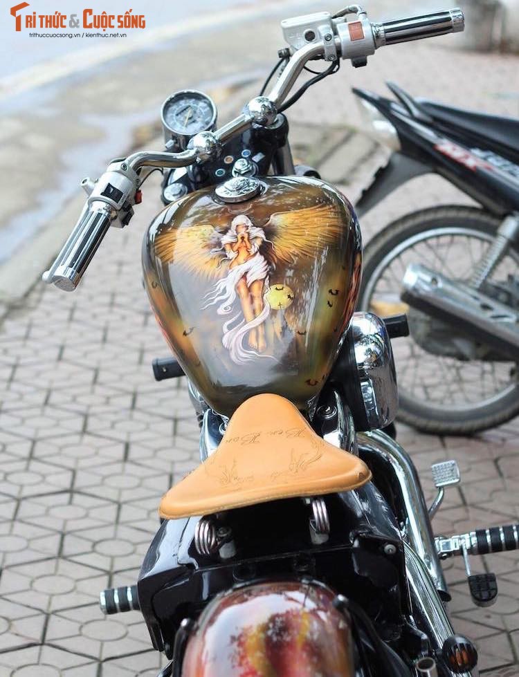 Honda Steed do bobber, son airbrush “chat choi” tai Ha Noi-Hinh-7